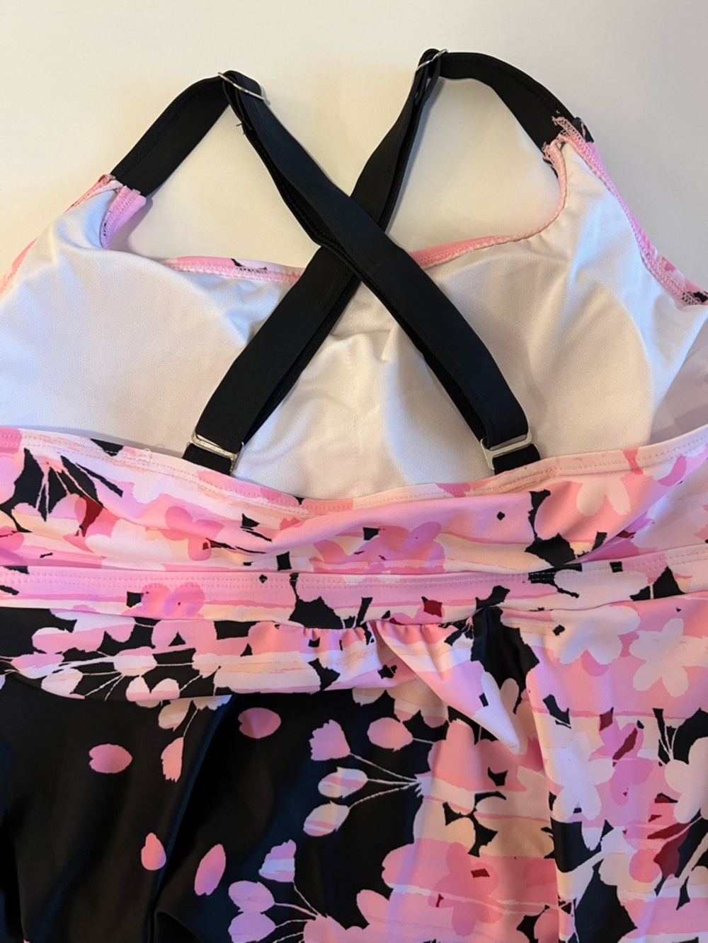 NWOT Black & Pink Floral Tankini Top - Picture 3 of 11
